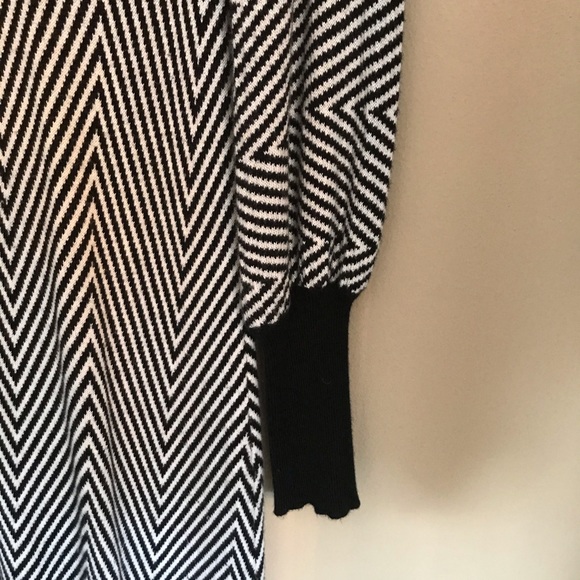 Topin Black and White Striped Long Sleeve Dress M - Picture 3 of 6
